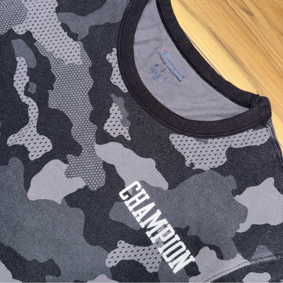 Champion Men's Medium T-Shirt Crew Neck Camo Camouflage Black Athletic Tee Skate - Picture 6 of 8
